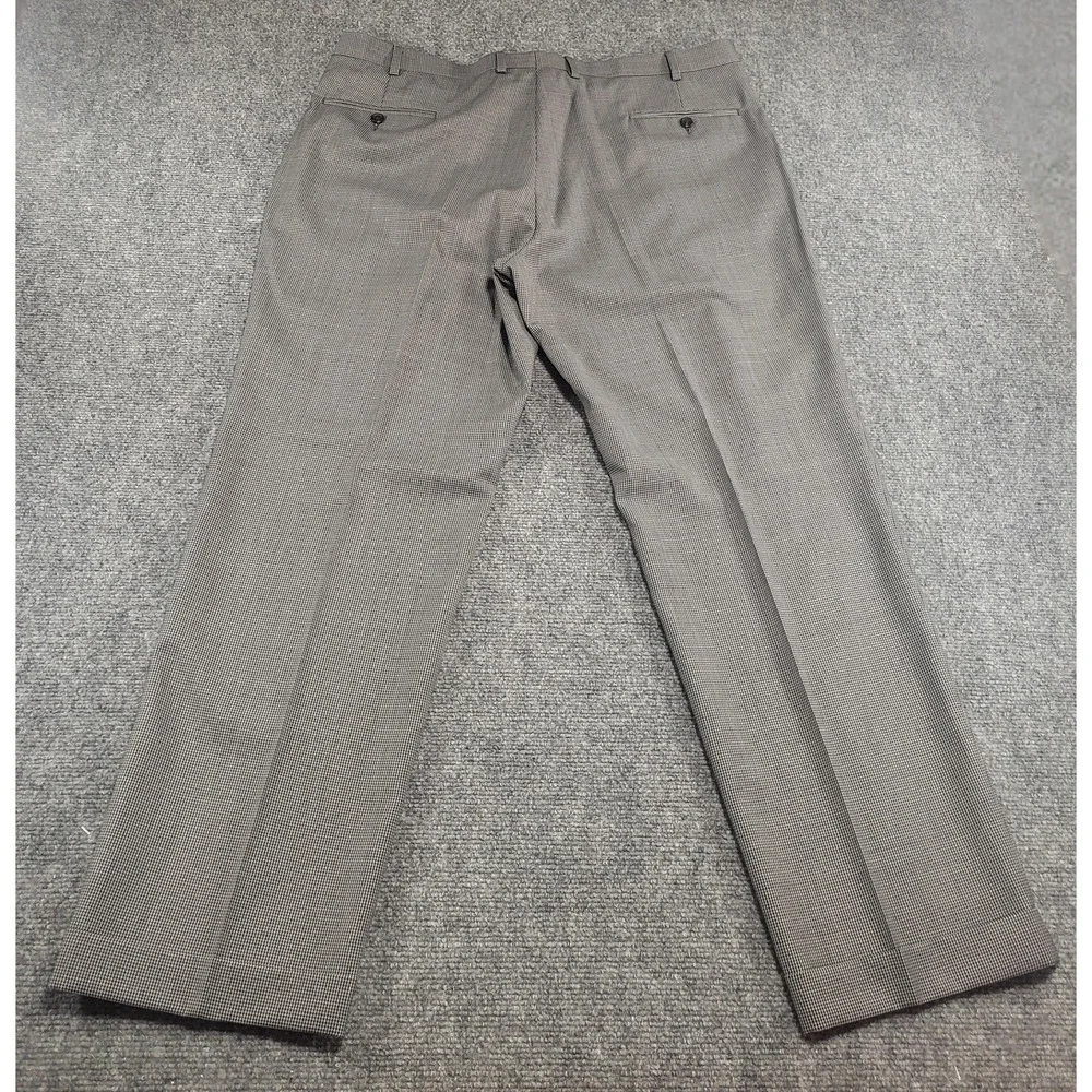Lauren Ralph Lauren Men's Gray Micro-Check Flat Front Dress Pants Slacks 40x30